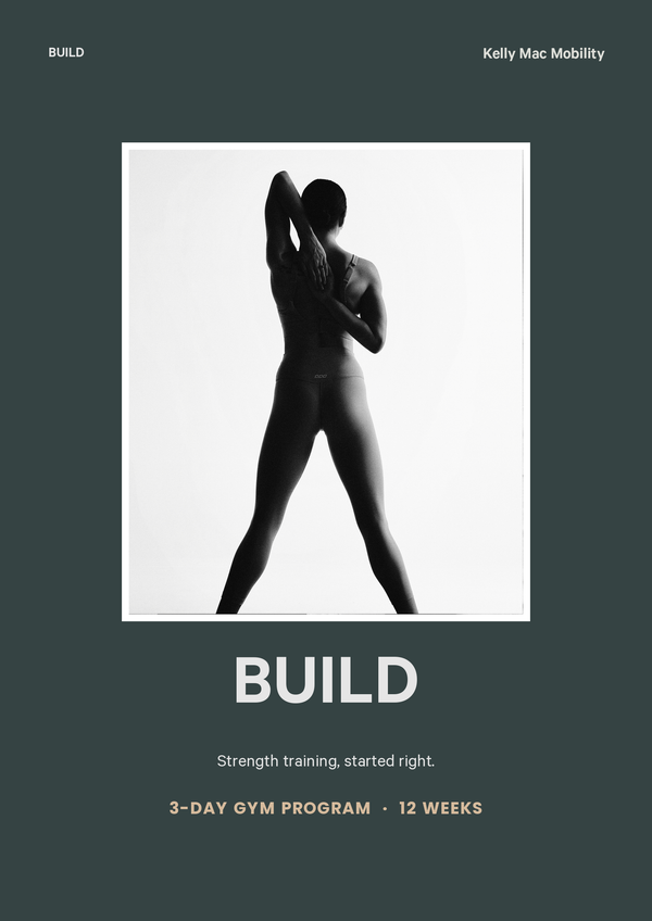 BUILD 3-Day Gym Program cover — strength training, started right, 12 weeks